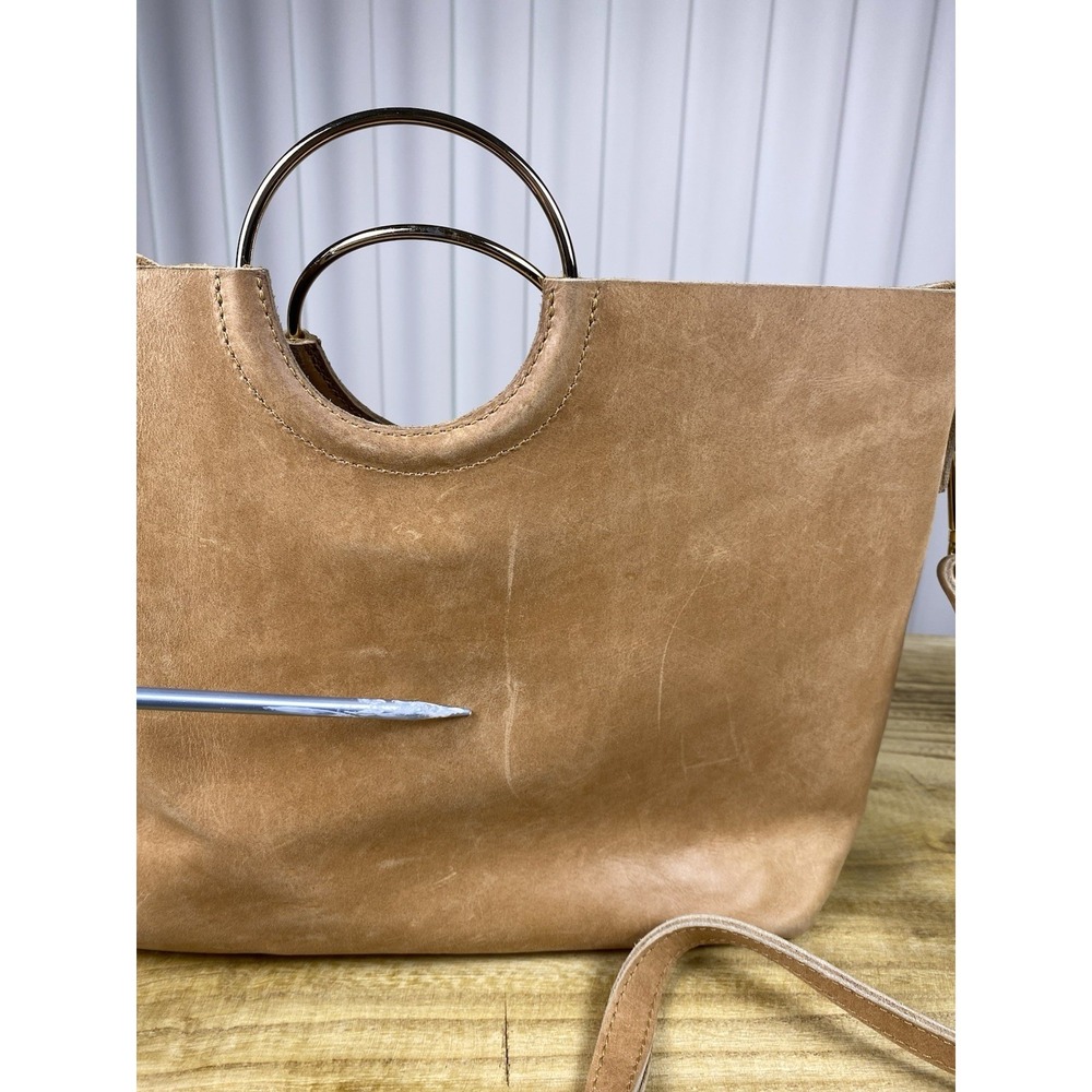 Able Tan Leather Crossbody Tote with Metal Ring Handles - Picture 6 of 10